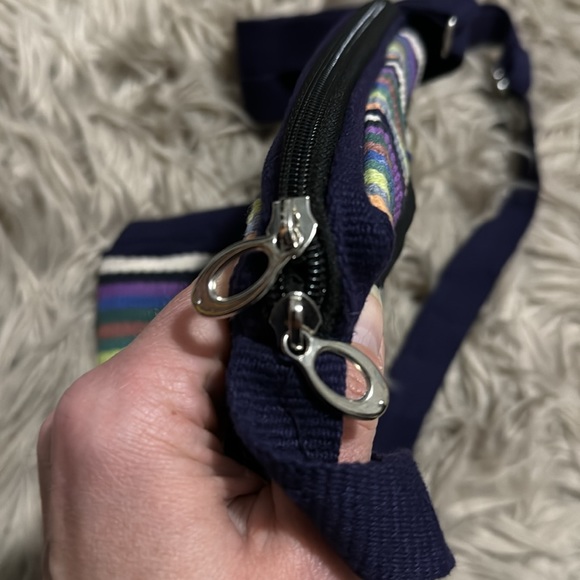 Seema Crossbody Bag-Cotton Cloth-Navy with Multi Stripe Detail-EUC-9x9 - Picture 9 of 16